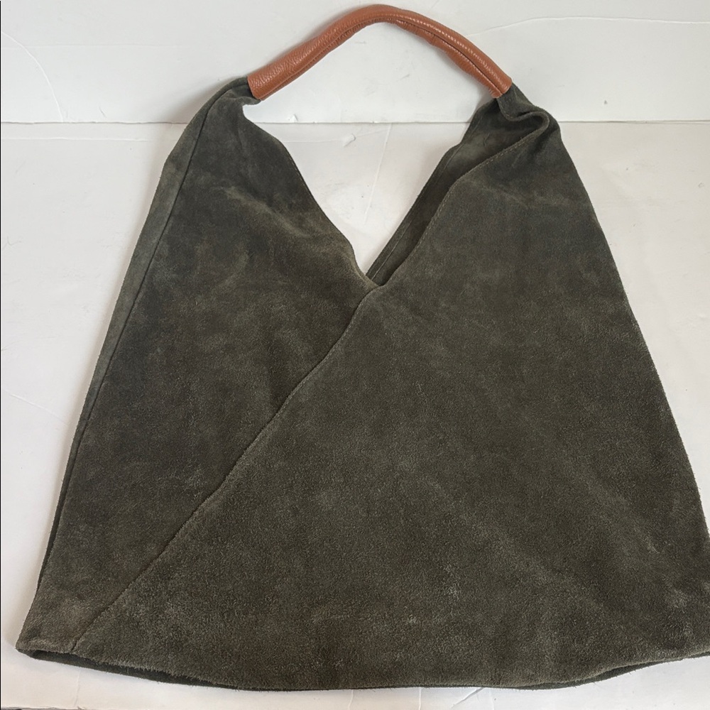 Made in Italy (no brand) olive green leather large tote shoulder bag boho style - Picture 16 of 16